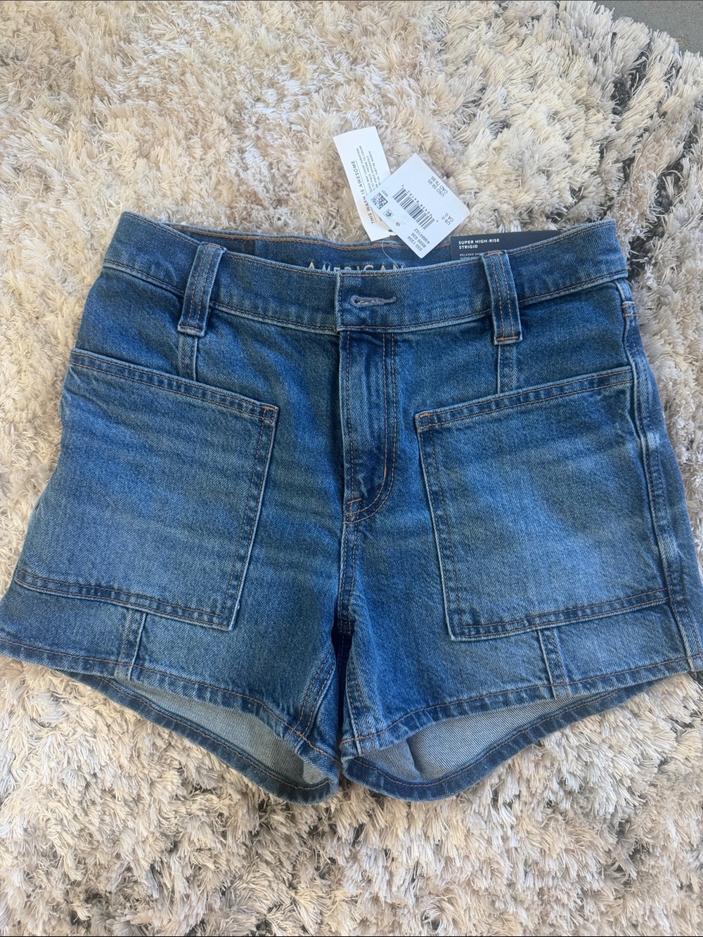 Women’s Blue Denim Patch-Pocket Shorts - American  Eagle